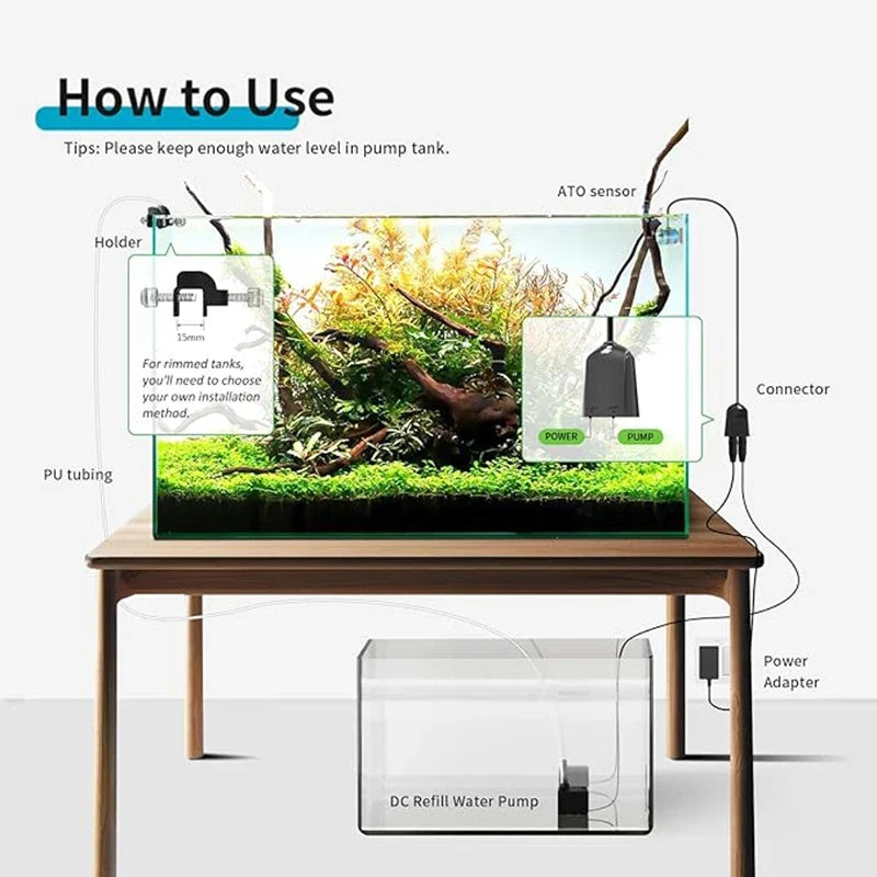 Fzone ATO380 Aquarium Auto Top-Off Water Refilling System Aquarium Auto Top-Off System Qme