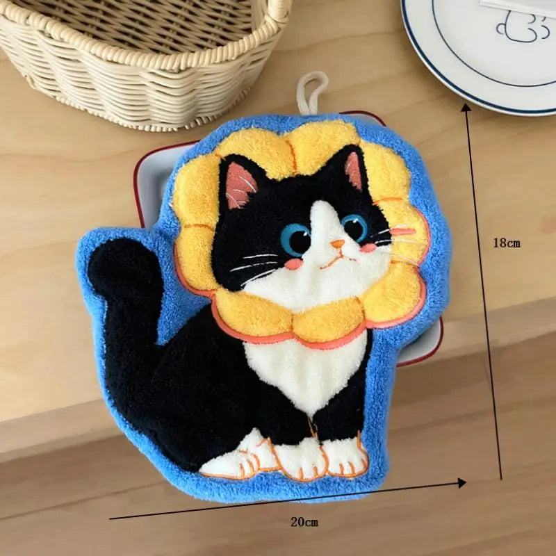 Kawaii Cat Hanging Hand Towel | Absorbent Kitchen & Bath Cloth Hanging Hand Towel Qme