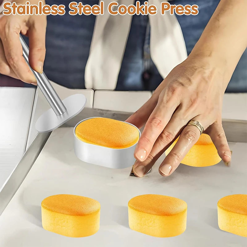 Stainless Steel Polvoron Molder & Pastry Ring Mold with Pusher Pastry Baking Mold Qst