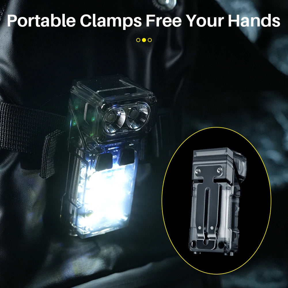 BORUIT Sensor Keychain Headlamp 800LM Rechargeable LED Clip Light Rechargeable Headlamp Qst