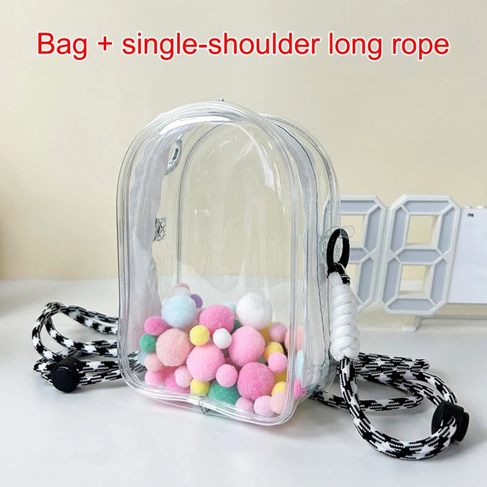 Labubu Doll Shoulder Bag – PVC Protective Carry Case Doll Shoulder Bag Qme WHITE