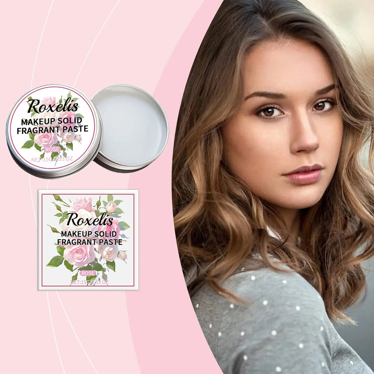 ROXELIS Rose Solid Perfume Balm – Portable Travel Fragrance Solid Perfume Balm Qst