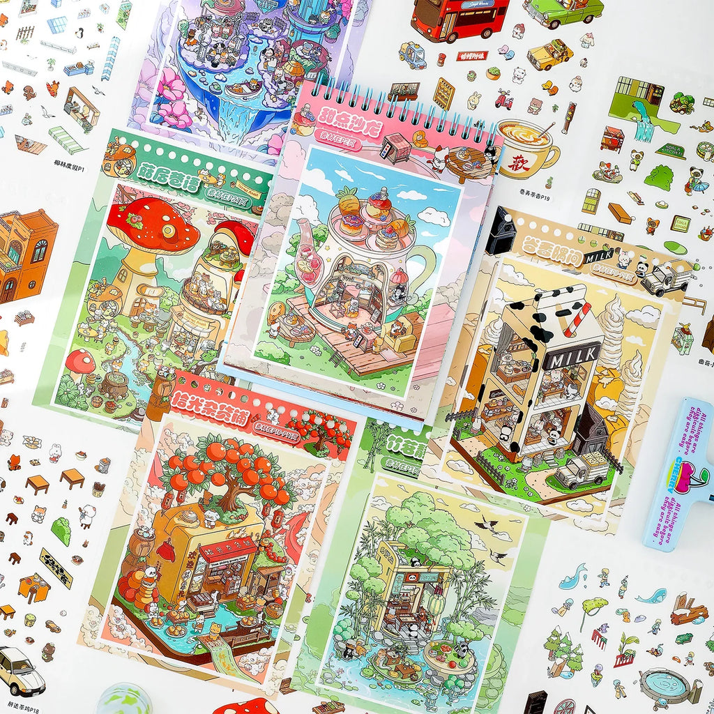 47-Pc Miniature Scene Stickers – DIY Journal & Handbook Decor Decorative Sticker Set Qme