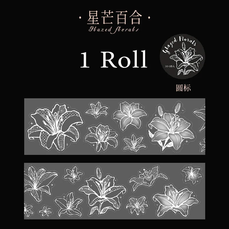 White Ink Floral Washi Tape Stickers | Tracing Paper Journal Journal Washi Stickers Qme A