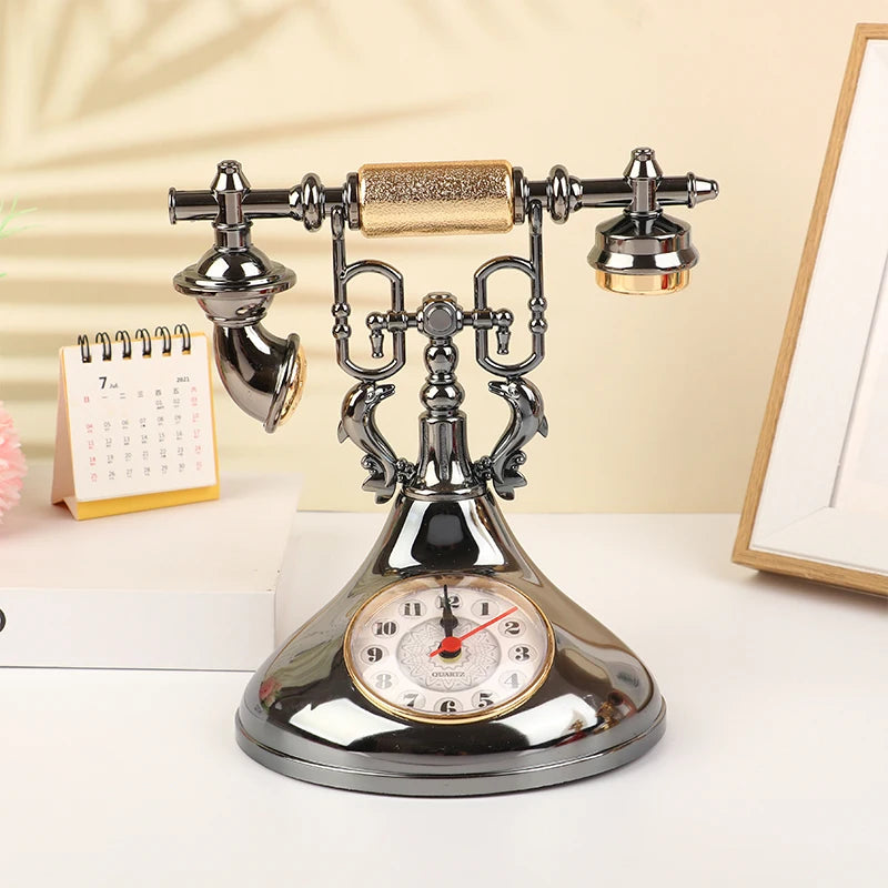 European Retro Pendulum Alarm Clock – Desktop Décor Ornament Decorative Alarm Clock Qst Black