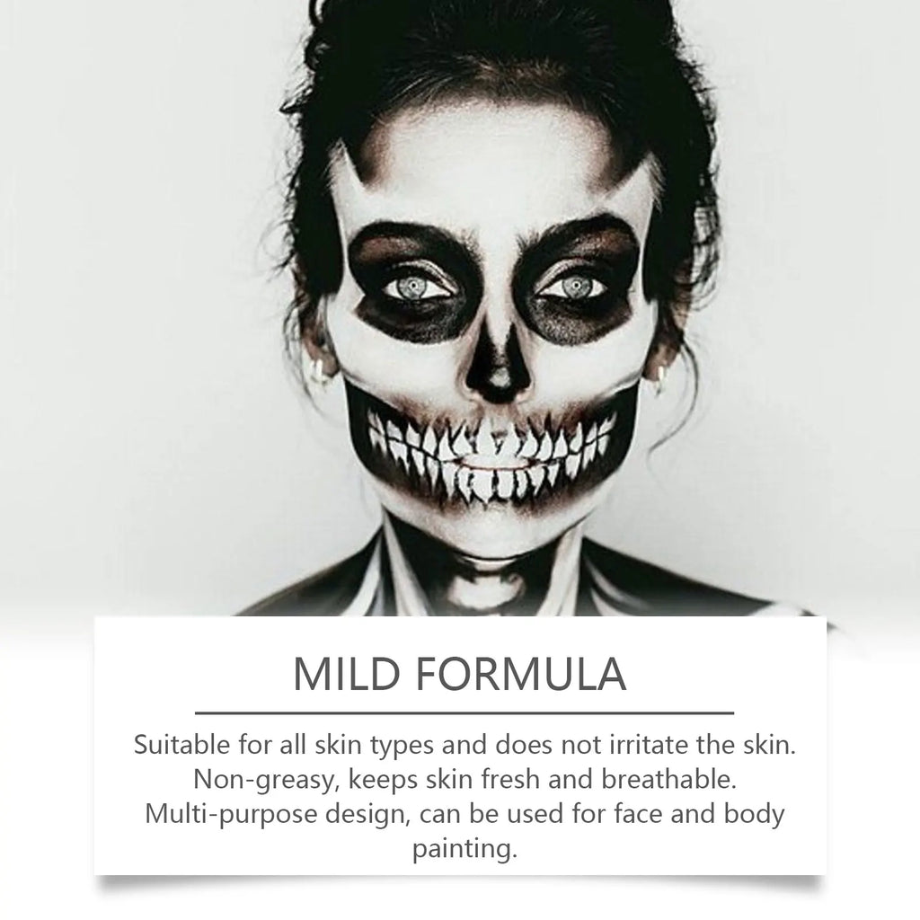 Halloween Face & Body Paint – Black & White Full Coverage Kit Halloween Face Paint Qme