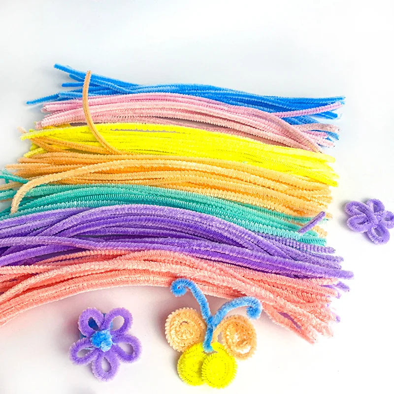 100PCS Colorful Chenille Pipe Cleaner Stems – DIY Craft Set DIY Craft Stems Qme Macron 7 colors