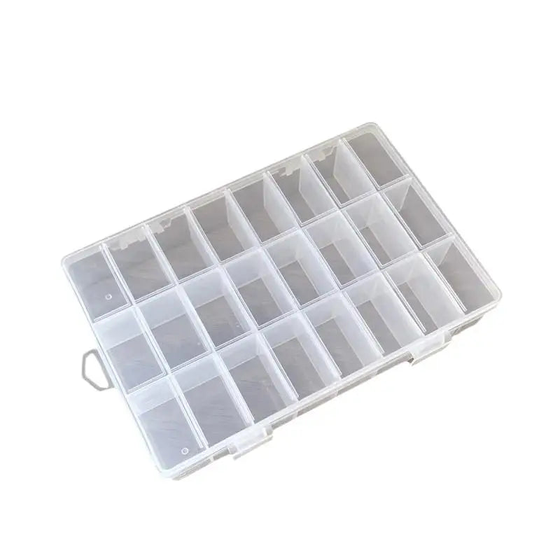 24-Grid Bead & Screw Organizer Storage Case | Wood & PP Compartment Storage Case Qme