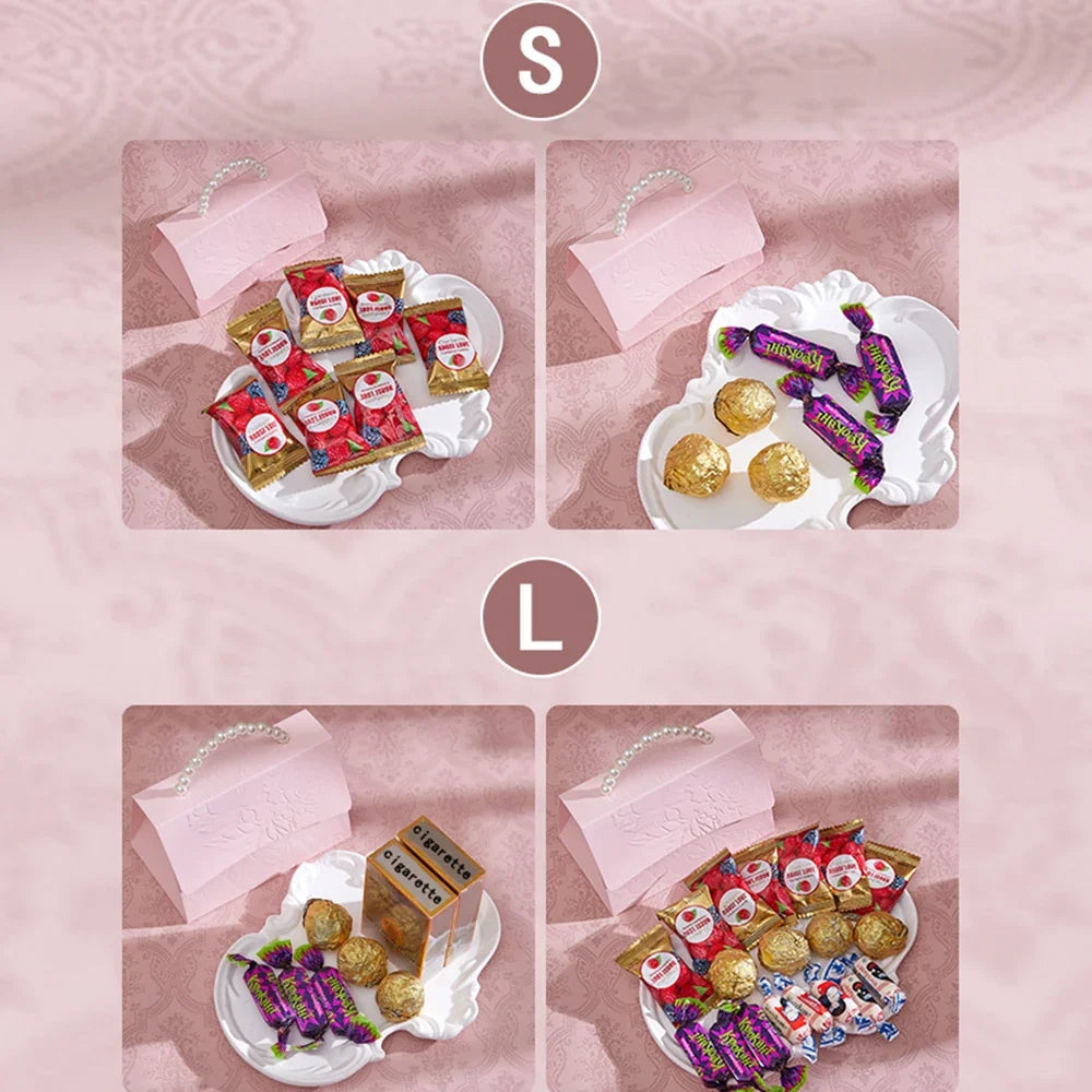 Pink 3D Flower Paper Gift Boxes with Pearl Handle – 10 Pcs Decorative Gift Box Qme