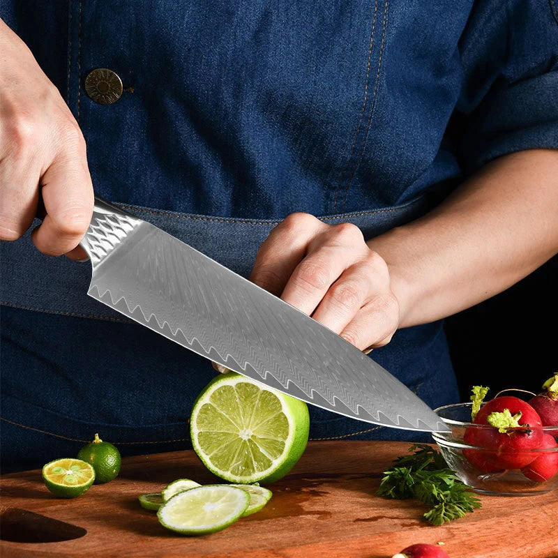67-Layer VG10 Damascus Steel Kitchen Knife Set – Wood Handle Damascus Knife Set Qst