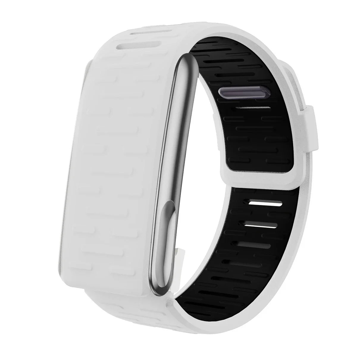 Silicone Sport Band for Whoop 5.0 – Adjustable Replacement Strap Fitness Tracker Band Qme White Black-5.0MG