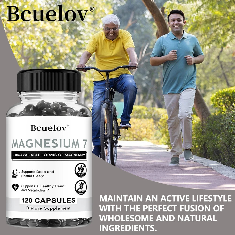 Magnesium 7 Complex Capsules – 7-Form Blend + Vitamin B6, Vegan Magnesium Supplement Qst