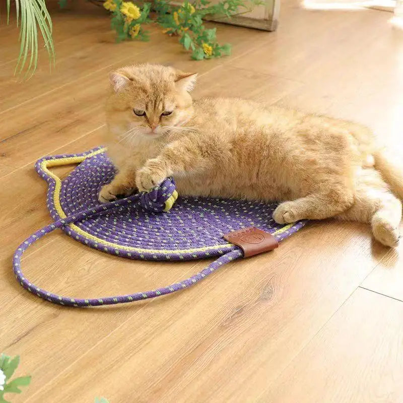 Round Cat Scratching Board – Indoor Hemp Rope Scratcher Mat Cat Scratcher Mat Qme