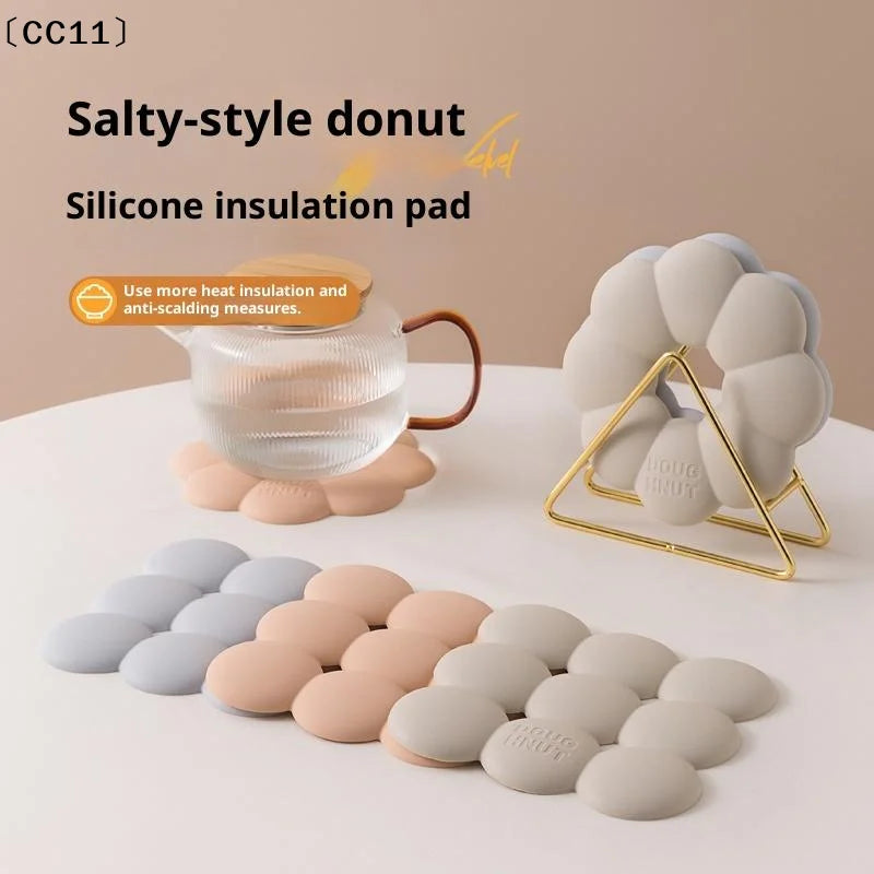 Donut Shape Silicone Pot Mat & Heat Resistant Coaster | 2 Sizes Silicone Coaster Mat Qme