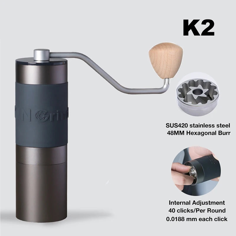 Kingrinder K1/K2 Manual Coffee Grinder – 38mm & 48mm Burr Manual Coffee Grinder Qst K2 48mm