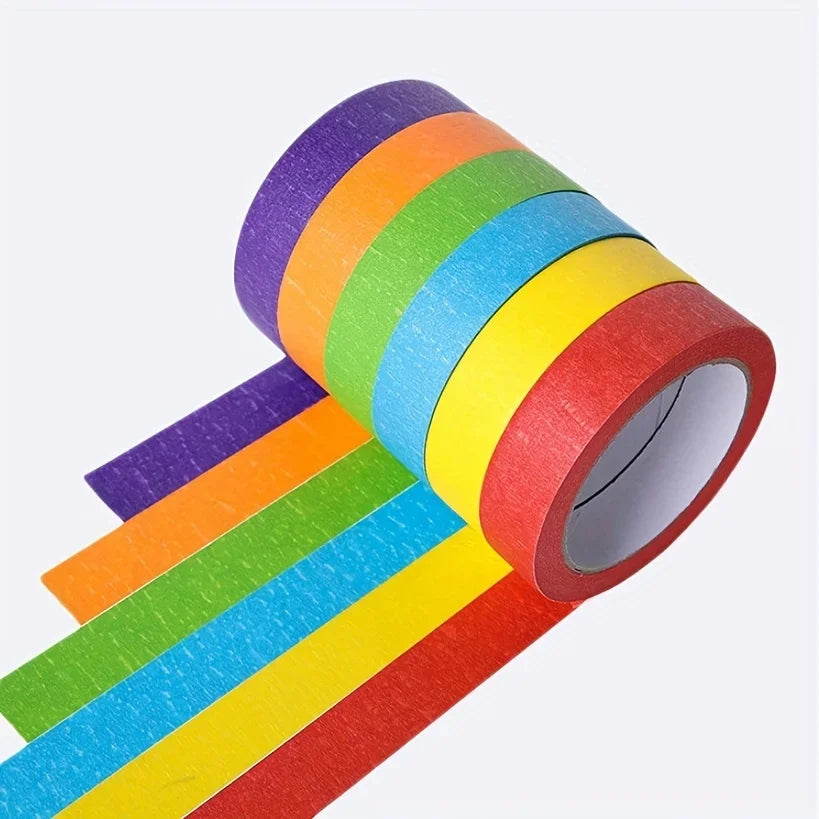 6-Roll Colored Masking Tape for Arts & Crafts – 1cm x 13m Colored Craft Tape Qme