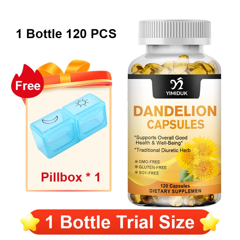YIMIDUK Dandelion Root 1500mg – 120 Capsules | Liver Support Herbal Supplement Qst 120pcs - Trial