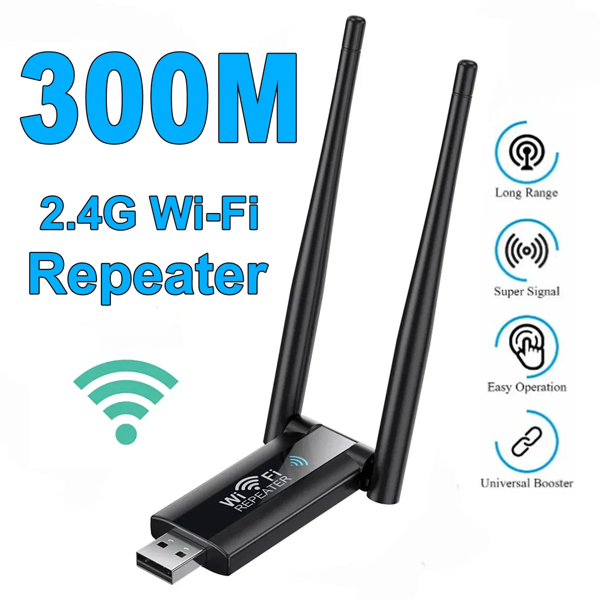 USB WiFi Extender 300Mbps Wireless Signal Booster Repeater WiFi Range Extender Qme