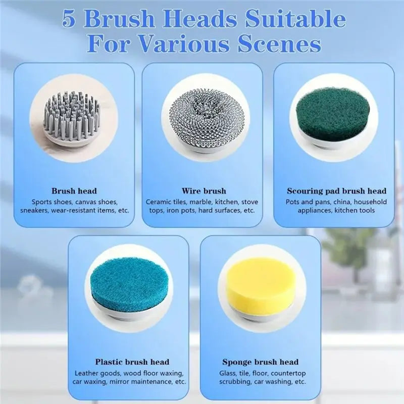 MiLESEEY B15C Electric Spin Scrubber – 5 Heads, 3-Speed Electric Spin Scrubber Qst