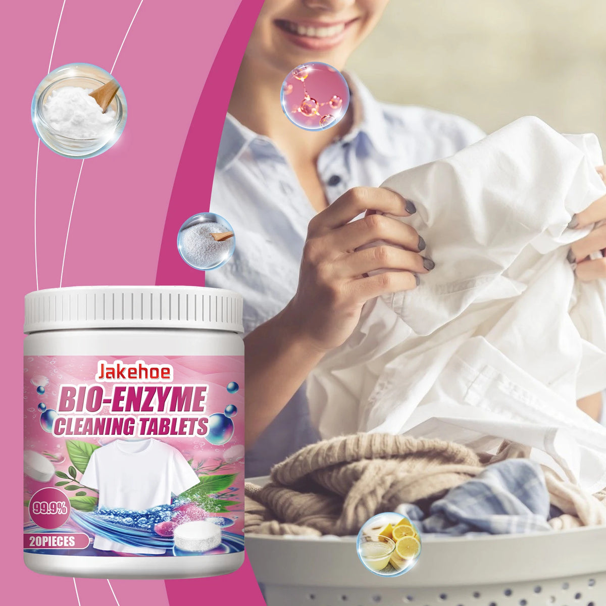 Jakehoe Clothing Stain Remover Effervescent Tablets Laundry Stain Remover Qst