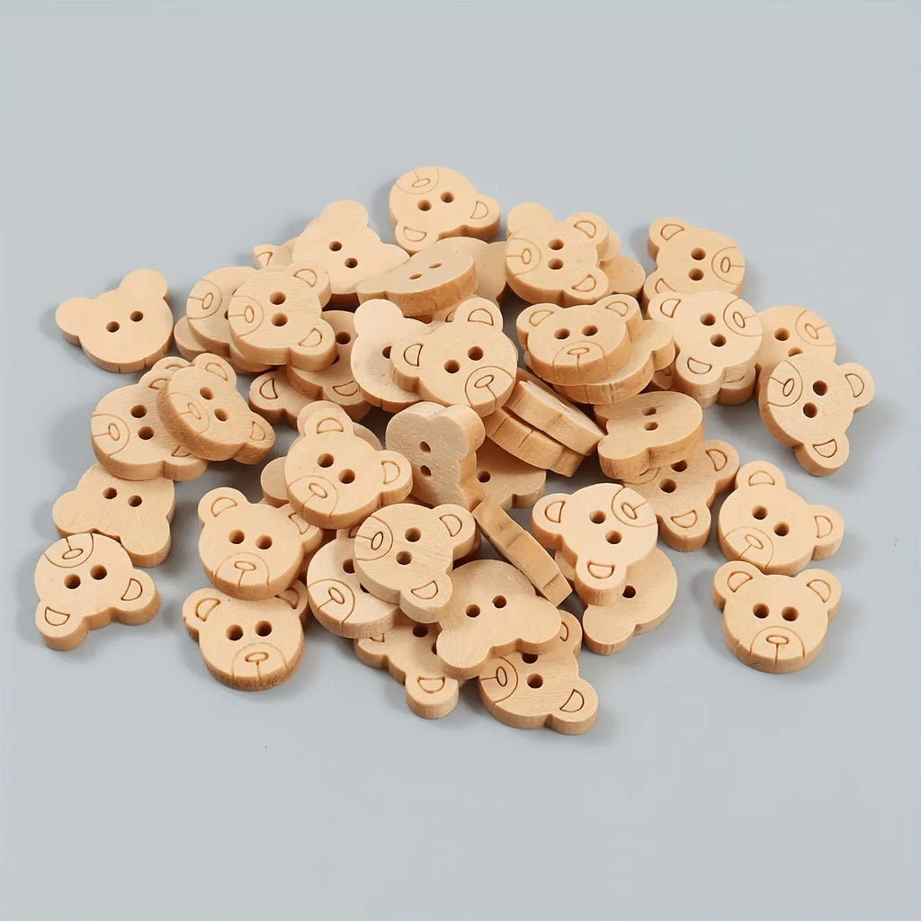 Bear Wooden Buttons 2-Hole | DIY Sewing & Scrapbooking Crafts Craft Sewing Buttons Qme