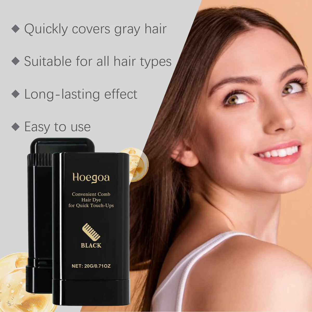 HOEGOA Temporary Hair Color Stick – Gray & White Coverage Temporary Hair Color Qst