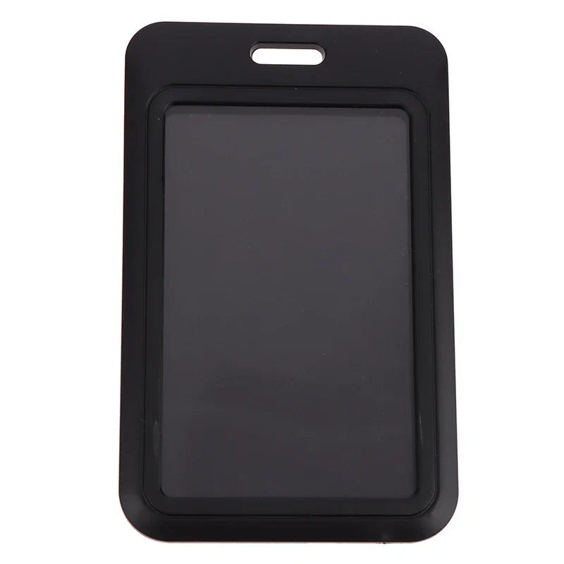 Two-Sided Hard Plastic ID Badge & Card Holder with Slot ID Badge Holder Qme Black