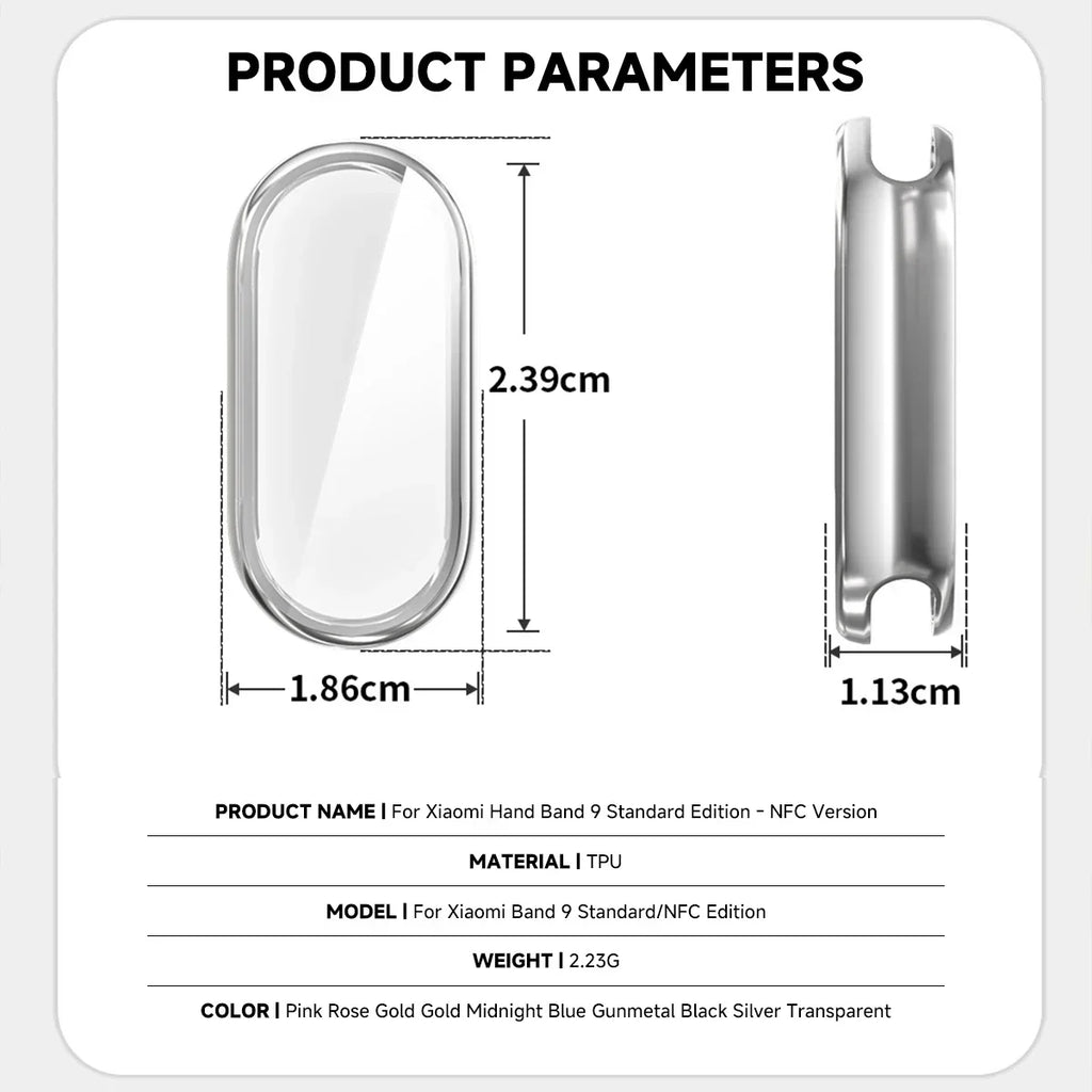 Xiaomi Mi Band 9 & 8 Full Cover Case & Screen Protector Smart Band Case Qme