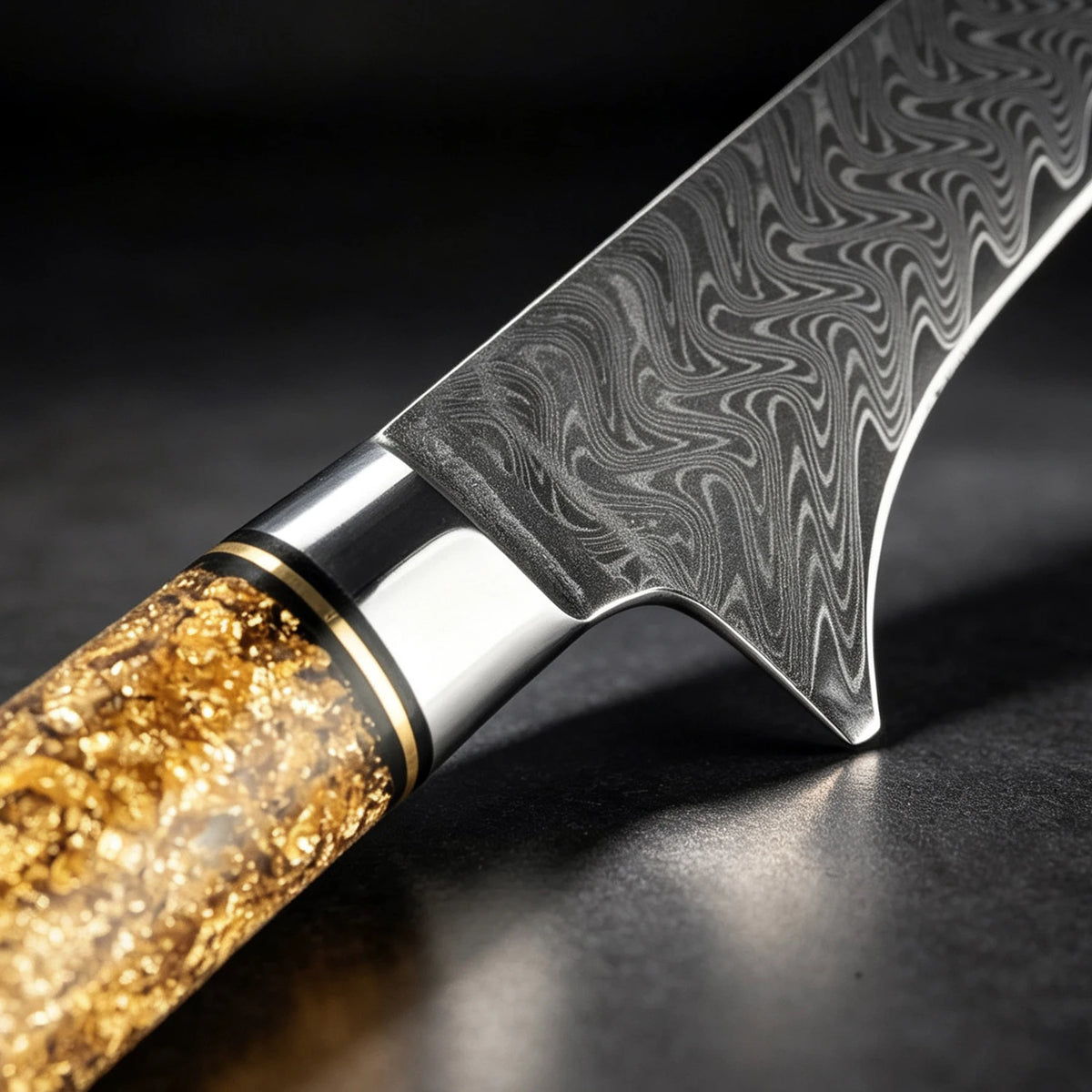 XITUO 6" Damascus Steel Boning Knife – Gold Leaf Resin Handle Damascus Boning Knife Qst