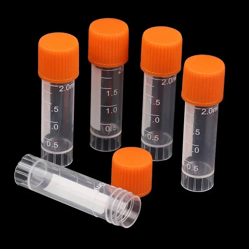 PP Plastic Test Tube Vials with Screw Caps – 50 Pack Sample Storage Vials Qme