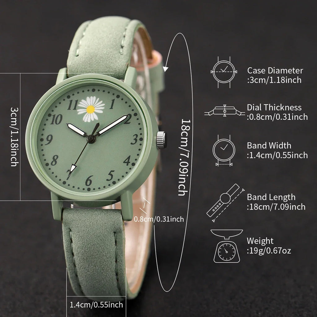Women's Casual Quartz Watch & Leather Bracelet Set – 2 Piece Watch & Bracelet Set Qme