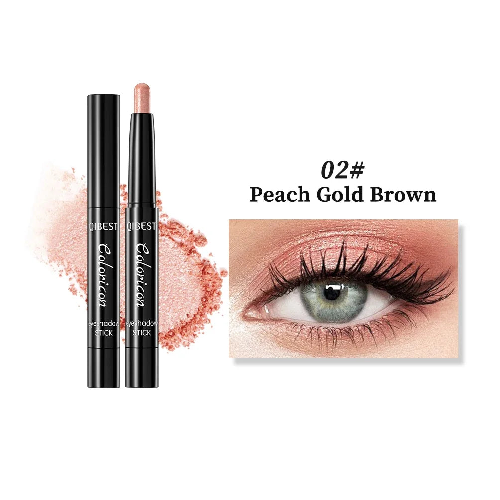 QIBEST Pearlescent Shimmer Eyeshadow Stick – Long-Lasting Glitter Eyeshadow Stick Qme 02
