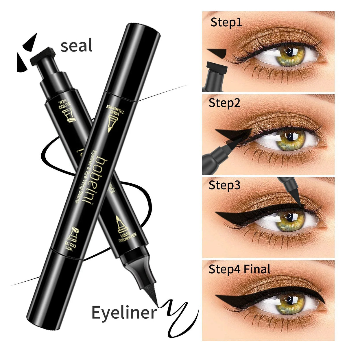 Stamp Seal Liquid Eyeliner Pen – Waterproof Fast Dry Black Liquid Eyeliner Pen Qme