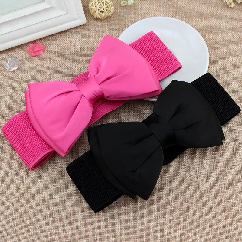 Women's Elastic Wide Bowknot Cummerbund Waist Belt Cummerbund Waist Belt Qst