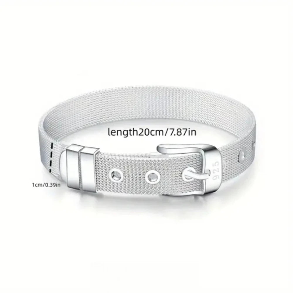 925 Sterling Silver Chain Bracelet for Women – Elegant Gift Sterling Silver Bracelet Qme 20cm 8inches