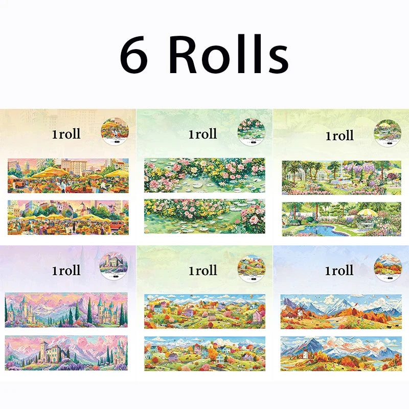 Wide European Town Scenery Washi Tape – Junk Journal Decorative Washi Tape Qme ALL