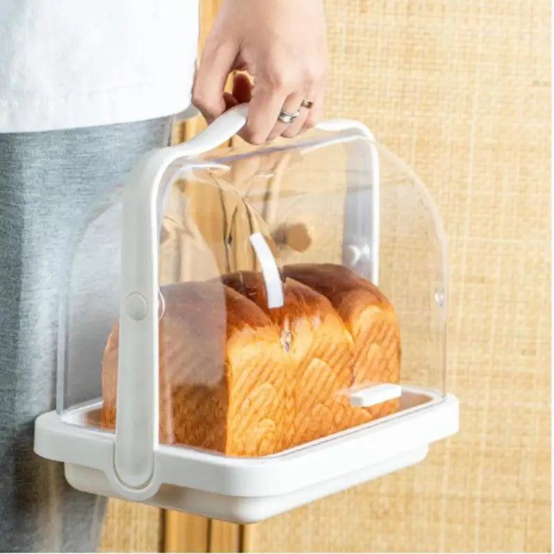 Portable Bread & Cake Storage Box with Transparent Lid Food Storage Container Qme