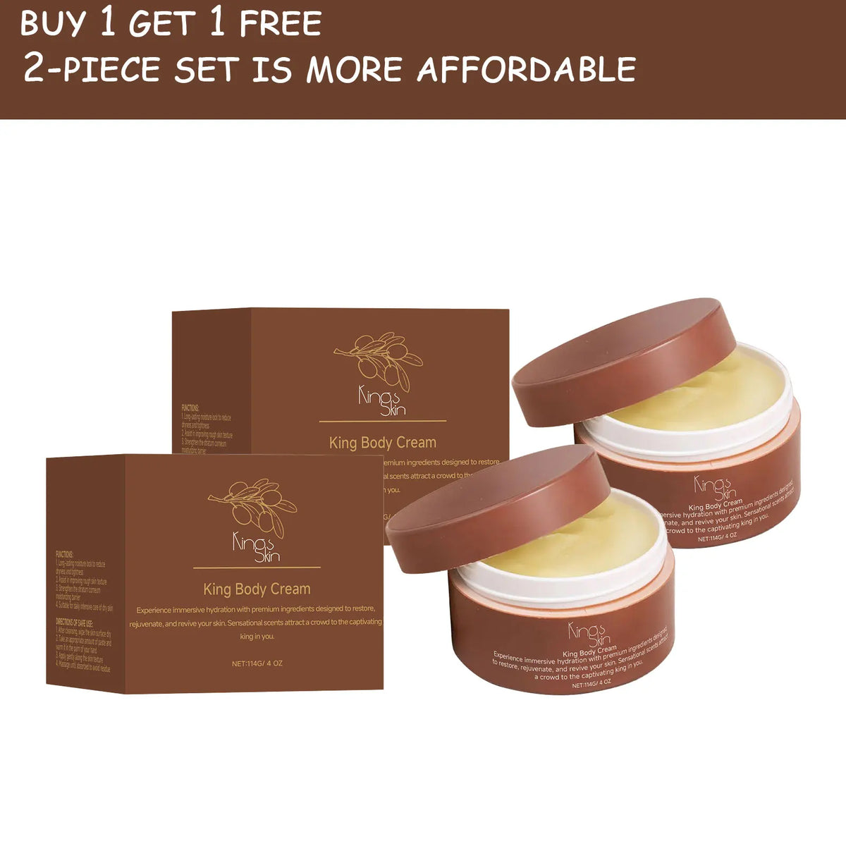 King Body Cream Triple Water-Lock Shea Sensitive Skin 114g Body Moisturizer Cream Qst 2pcs