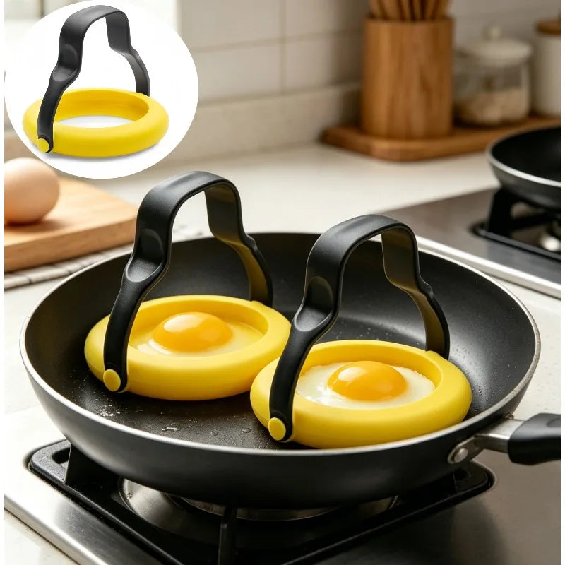Silicone Egg Ring 3-in-1 Non-Stick Mold with Flip Handle | Qme Egg Ring Mold Qme