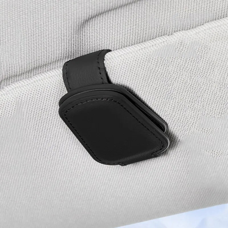 PU Leather Car Sun Visor Sunglasses & Card Clip Holder Car Visor Organizer Qme