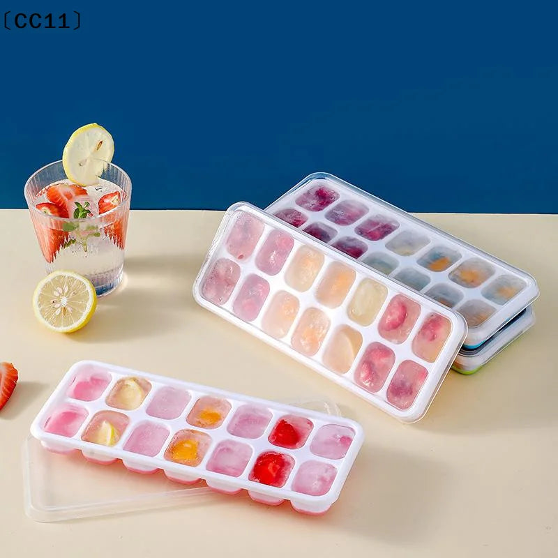 Silicone 14-Cube Ice Tray Mold with Lid – Easy Release Silicone Ice Cube Tray Qme
