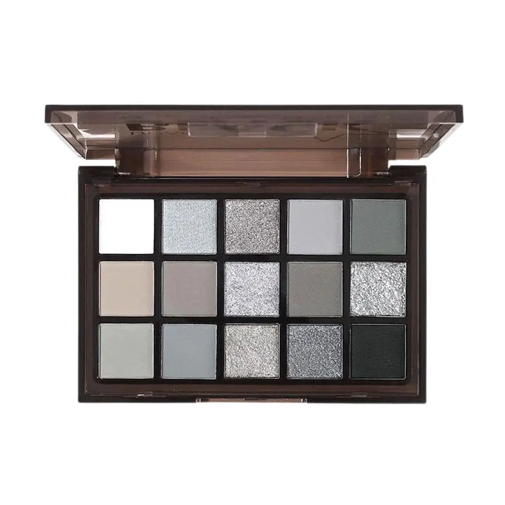 15-Color Smokey Eyeshadow Palette – Black Grey Silver Matte Eyeshadow Palette Qme black CN
