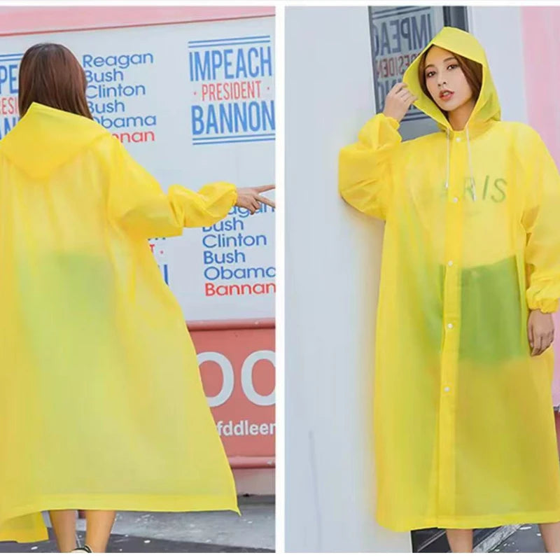 Waterproof Hooded EVA Rain Jacket – Unisex Long Raincoat Rain Jacket Poncho Qst