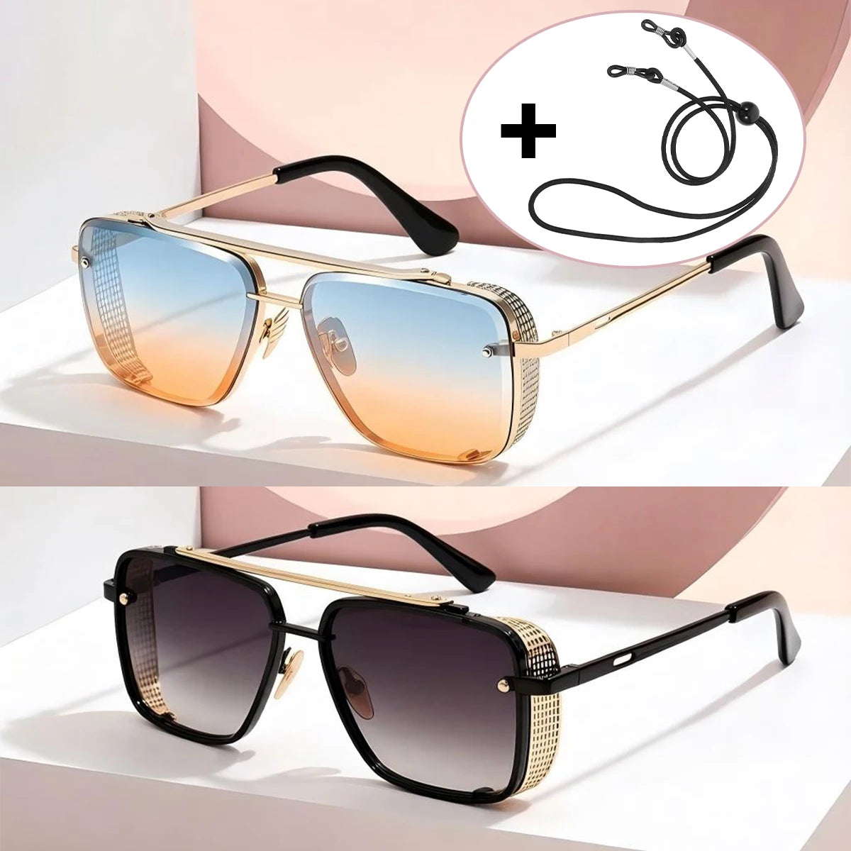 VOPHA Steampunk Oversized Square Sunglasses UV400 Unisex Fashion Sunglasses Qst