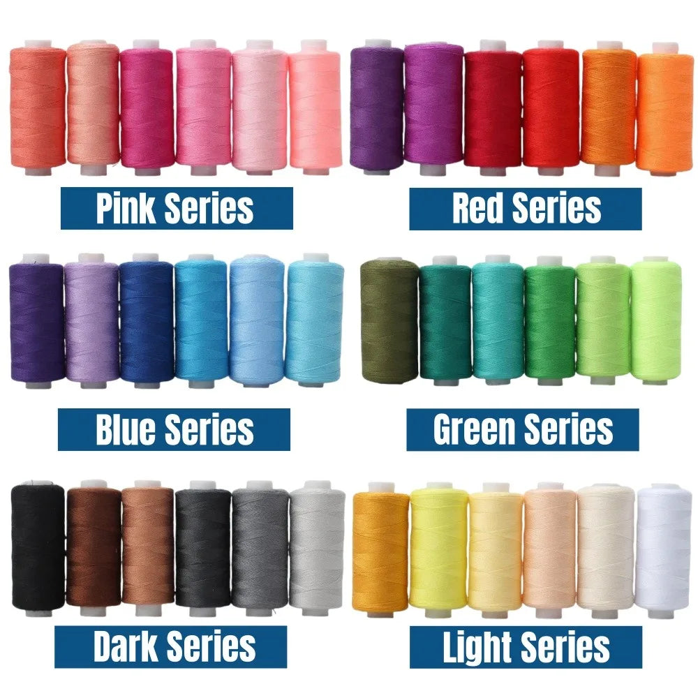 6-Roll Assorted Polyester Sewing Thread Set – Machine & DIY Sewing Thread Set Qme