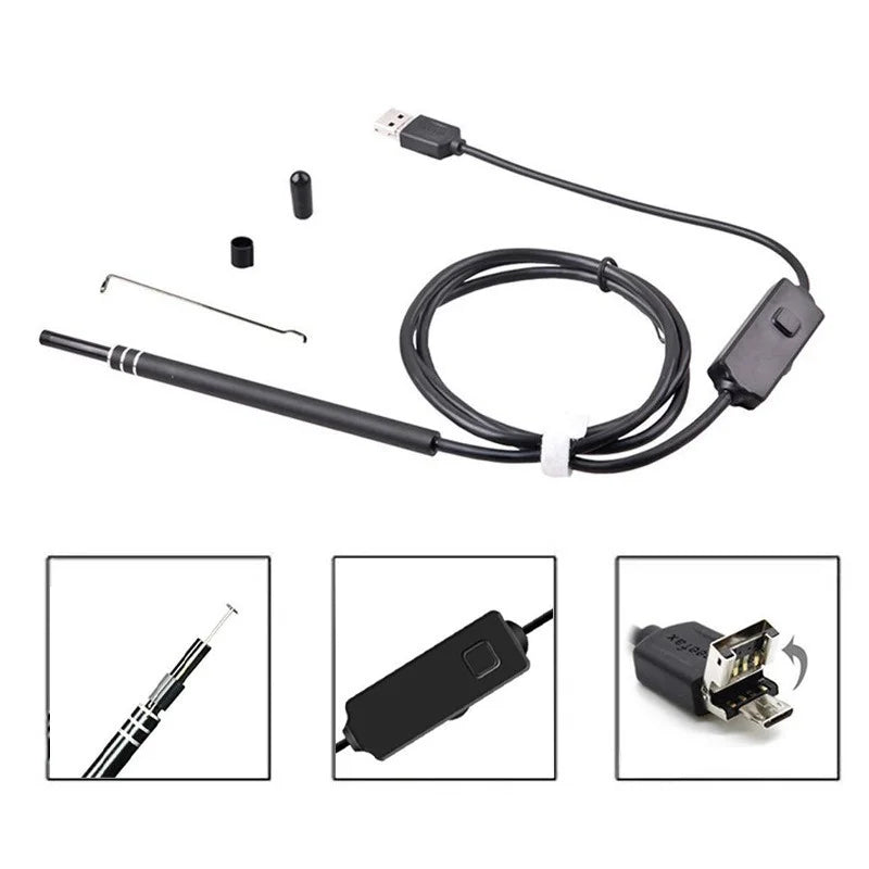 2-in-1 HD Ear Borescope Inspection Camera & Visual Ear Pick Inspection Borescope Camera Qme