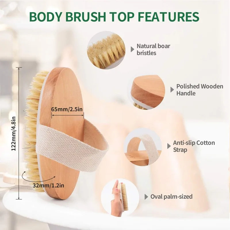 2-Sided Body Brush & Foot File Dry Wet Exfoliating Scrubber Body Exfoliating Brush Qme