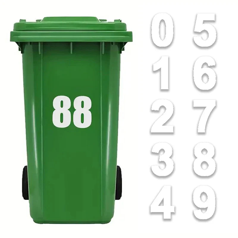 Weatherproof Self-Adhesive Wheelie Bin Number Stickers | PVC Bin Number Stickers Qme