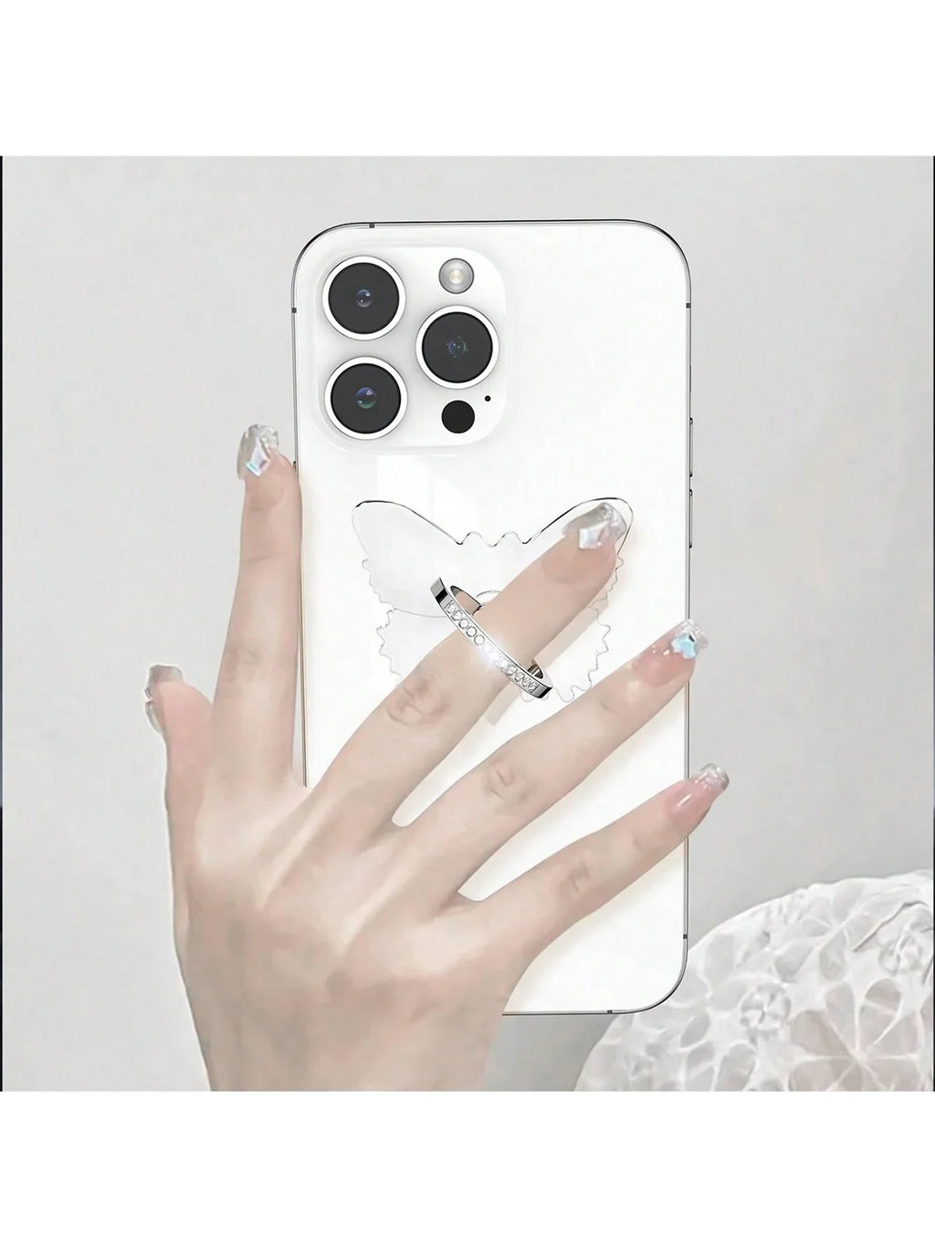 Butterfly Crystal Ring Phone Grip & 360° Stand Holder Phone Ring Grip Stand Qme