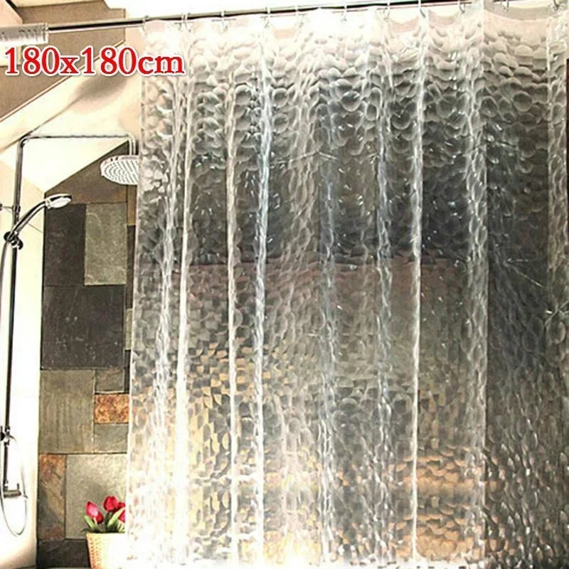3D Transparent Shower Curtain 180x180cm Thick PEVA Waterproof Shower Curtain Qme